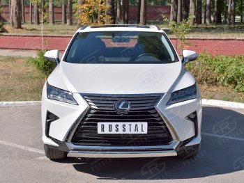 20 999 р. Защита переднего бампера (Ø75х42 мм, нержавейка, кроме F-Sport) Russtal Lexus RX350L AL20 рестайлинг (2019-2022)  с доставкой в г. Санкт‑Петербург. Увеличить фотографию 1