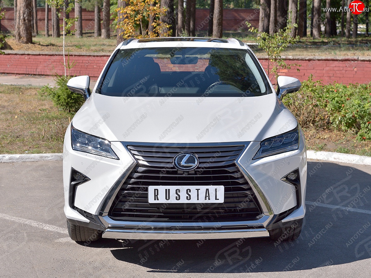 20 999 р. Защита переднего бампера (Ø75х42 мм, нержавейка, кроме F-Sport) Russtal Lexus RX350L AL20 рестайлинг (2019-2022)  с доставкой в г. Санкт‑Петербург