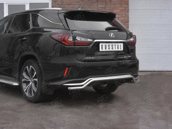 16 649 р. Защита заднего бампера (Ø42 мм волна, нержавейка, NOT F-SPORT) Russtal Lexus RX350L AL20 дорестайлинг (2017-2019)  с доставкой в г. Санкт‑Петербург. Увеличить фотографию 2