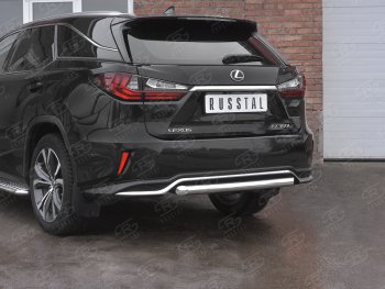 12 249 р. Защита заднего бампера (Ø63 мм, нержавейка, NOT F-SPORT) Russtal  Lexus RX350L  AL20 (2017-2022) дорестайлинг, рестайлинг  с доставкой в г. Санкт‑Петербург. Увеличить фотографию 2