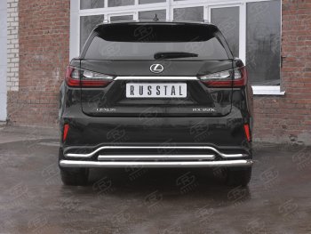 Защита заднего бампера (Ø63 и 42 мм, нержавейка, NOT F-SPORT) Russtal Lexus RX350L AL20 дорестайлинг (2017-2019)