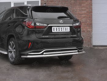 21 699 р. Защита заднего бампера (Ø63 и 42 мм, нержавейка, NOT F-SPORT) Russtal Lexus RX350L AL20 дорестайлинг (2017-2019)  с доставкой в г. Санкт‑Петербург. Увеличить фотографию 2