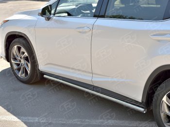 22 499 р. Защита порогов (Ø63 мм, нержавейка, кроме F-sport) SLITKOFF  Lexus RX350L  AL20 (2017-2022) дорестайлинг, рестайлинг (Металлические торцы под 90°)  с доставкой в г. Санкт‑Петербург. Увеличить фотографию 2