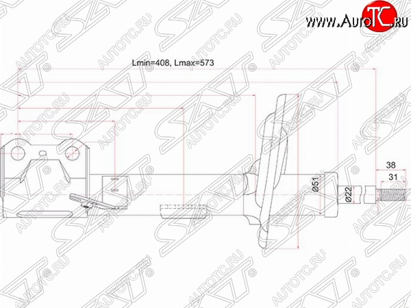 3 899 р. Правый амортизатор передний SAT  Lexus RX270  AL10 - RX450H  AL10  с доставкой в г. Санкт‑Петербург