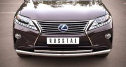 14 899 р. Защита переднего бампера (2 трубыØ63 и 42 мм, нержавейка) Russtal Lexus RX350 AL10 дорестайлинг (2008-2012)  с доставкой в г. Санкт‑Петербург. Увеличить фотографию 2