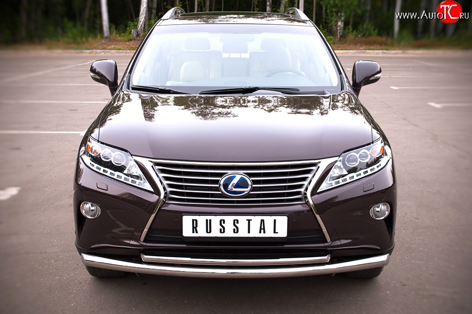 14 899 р. Защита переднего бампера (2 трубыØ63 и 42 мм, нержавейка) Russtal Lexus RX350 AL10 дорестайлинг (2008-2012)  с доставкой в г. Санкт‑Петербург