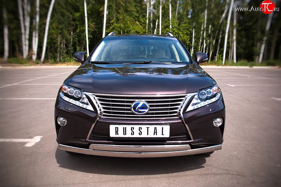 24 999 р. Защита переднего бампера (2 трубыØ75х42 мм, нержавейка) Russtal Lexus RX270 AL10 дорестайлинг (2010-2012)  с доставкой в г. Санкт‑Петербург