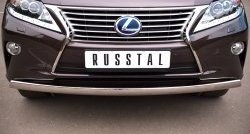 11 249 р. Защита переднего бампера (Ø75х42 мм, нержавейка) Russtal Lexus RX350 AL10 дорестайлинг (2008-2012)  с доставкой в г. Санкт‑Петербург. Увеличить фотографию 1