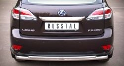 Защита заднего бампера (Ø63 и 42 мм, нержавейка) Russtal Lexus RX350 AL10 дорестайлинг (2008-2012)