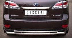 Защита заднего бампера (Ø63 и 42 мм, с подъемом (дуга), нержавейка) Russtal Lexus RX350 AL10 дорестайлинг (2008-2012)