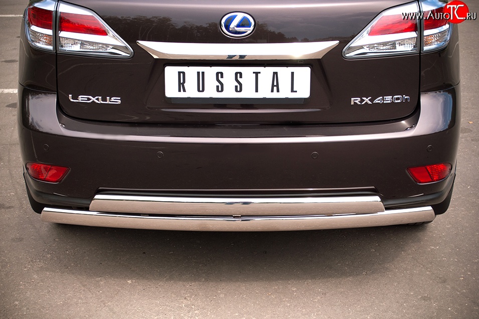 23 999 р. Защита заднего бампера (2 трубы Ø76х42 мм, нержавейка) Russtal Lexus RX450H AL10 дорестайлинг (2009-2012)  с доставкой в г. Санкт‑Петербург