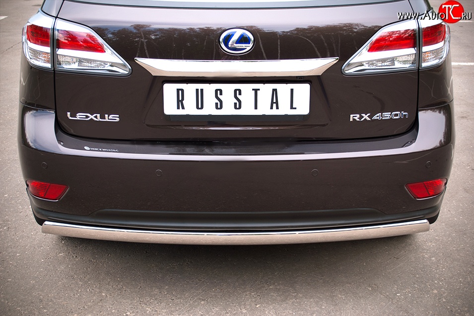 16 849 р. Защита заднего бампера (Ø75x42 мм, нержавейка) Russtal Lexus RX270 AL10 дорестайлинг (2010-2012)  с доставкой в г. Санкт‑Петербург