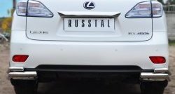 Защита заднего бампера (2 трубы Ø63 и 42 мм уголки, нержавейка) Russtal Lexus RX350 AL10 дорестайлинг (2008-2012)