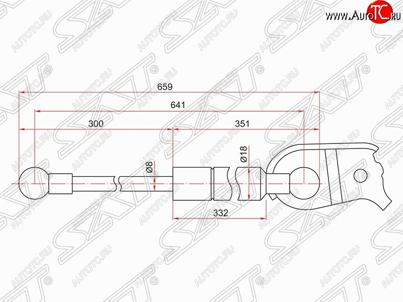 1 239 р. Газовый упор капота SAT Lexus RX330 XU30 (2003-2006)  с доставкой в г. Санкт‑Петербург