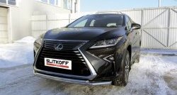 Двойная защита переднего бампера из труб диаметром 57 и 42 мм Slitkoff Lexus RX 350 AL20 дорестайлинг (2015-2019)