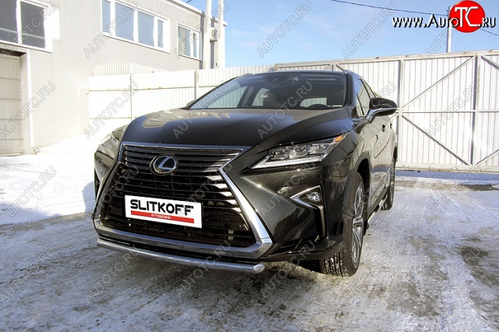 12 999 р. Защита переднего бампера из короткой трубы диаметром 57 мм Slitkoff Lexus RX350 AL20 дорестайлинг (2015-2019) (Нержавейка, Полированная)  с доставкой в г. Санкт‑Петербург