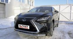 14 699 р. Одинарная защита переднего бампера диаметром 57 мм Slitkoff  Lexus RX  350 (2015-2019) (Нержавейка, Полированная)  с доставкой в г. Санкт‑Петербург. Увеличить фотографию 1