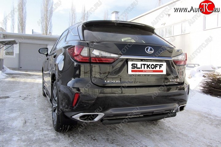 8 599 р. Защита задняя Slitkoff  Lexus RX  350 (2015-2019) AL20 дорестайлинг (Цвет: серебристый)  с доставкой в г. Санкт‑Петербург