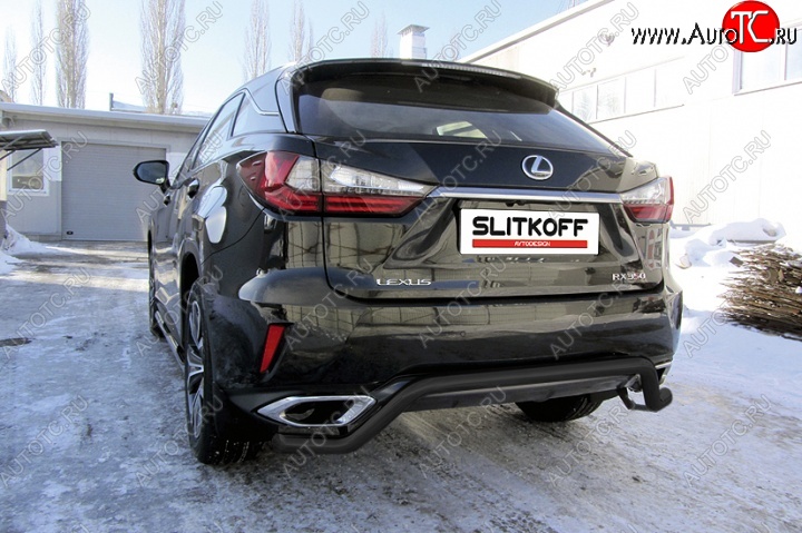 9 799 р. Защита задняя Slitkoff  Lexus RX  350 (2015-2019) AL20 дорестайлинг (Цвет: серебристый)  с доставкой в г. Санкт‑Петербург