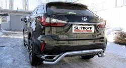 12 599 р. Защита заднего бампера из изогнутой трубы диаметром 57 мм Slitkoff  Lexus RX  350 (2015-2019) AL20 дорестайлинг (Нержавейка, Полированная)  с доставкой в г. Санкт‑Петербург. Увеличить фотографию 1