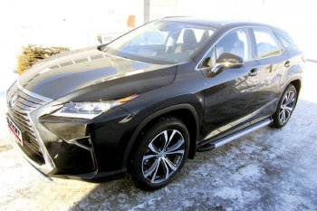 19 749 р. Пороги алюминиевые Slitkoff  Lexus RX350  AL20 (2015-2019) дорестайлинг (Standart Silver)  с доставкой в г. Санкт‑Петербург. Увеличить фотографию 2