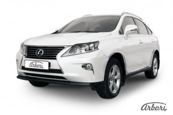 9 845 р. Защита переднего бампера Arbori (черная, 1 труба d57 mm).  Lexus RX350  AL10 (2012-2015) рестайлинг  с доставкой в г. Санкт‑Петербург. Увеличить фотографию 1