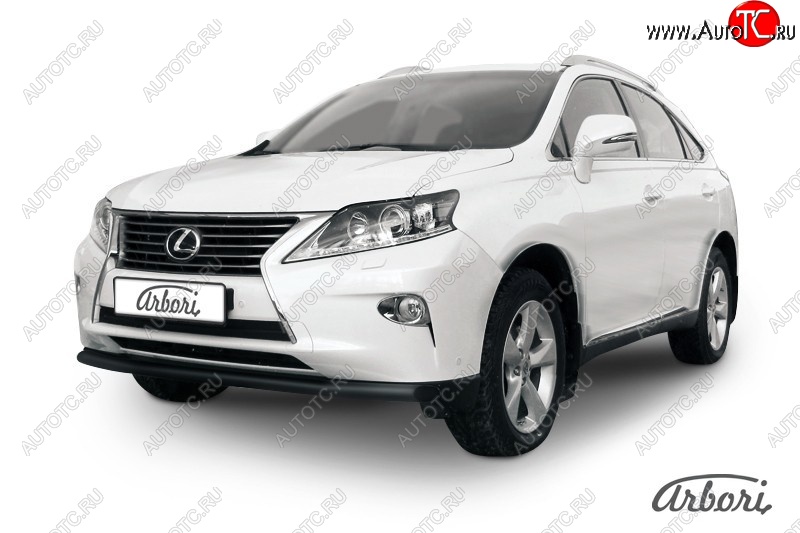 9 845 р. Защита переднего бампера Arbori (черная, 1 труба d57 mm).  Lexus RX350  AL10 (2012-2015) рестайлинг  с доставкой в г. Санкт‑Петербург