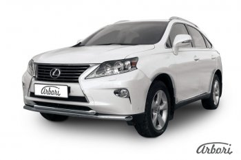 Защита переднего бампера Arbori (нержавейка, 2 трубы d57 mm) Lexus RX 350 AL10 рестайлинг (2012-2015)