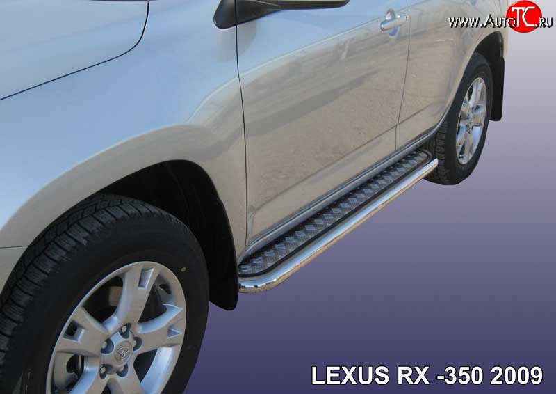 19 699 р. Широкая защита порогов Slitkoff  Lexus RX350  AL10 (2008-2012) дорестайлинг (Нержавейка, Полированная)  с доставкой в г. Санкт‑Петербург