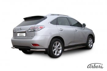 12 509 р. Защита заднего бампера Arbori (уголки, нержавейка, 1 труба d57 mm). Lexus RX350 AL10 дорестайлинг (2008-2012)  с доставкой в г. Санкт‑Петербург. Увеличить фотографию 1