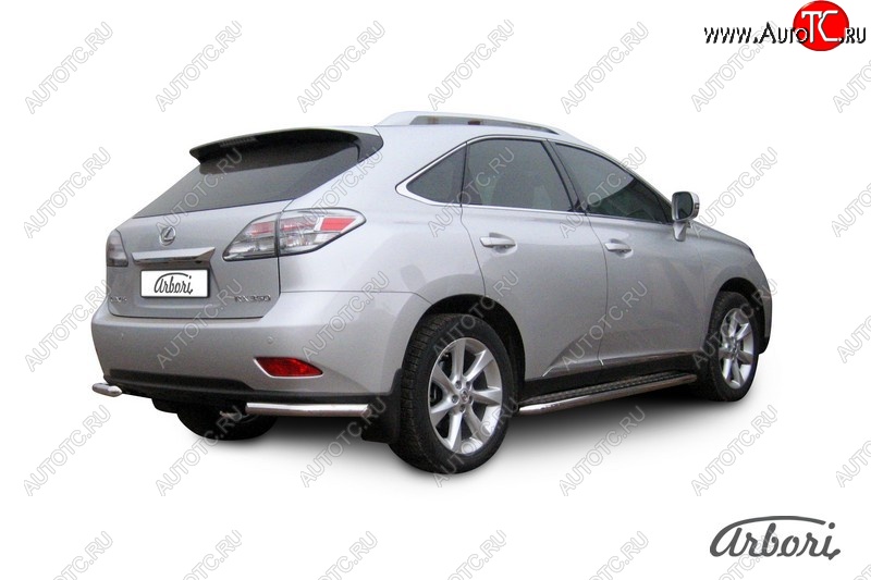 12 509 р. Защита заднего бампера Arbori (уголки, нержавейка, 1 труба d57 mm). Lexus RX350 AL10 дорестайлинг (2008-2012)  с доставкой в г. Санкт‑Петербург