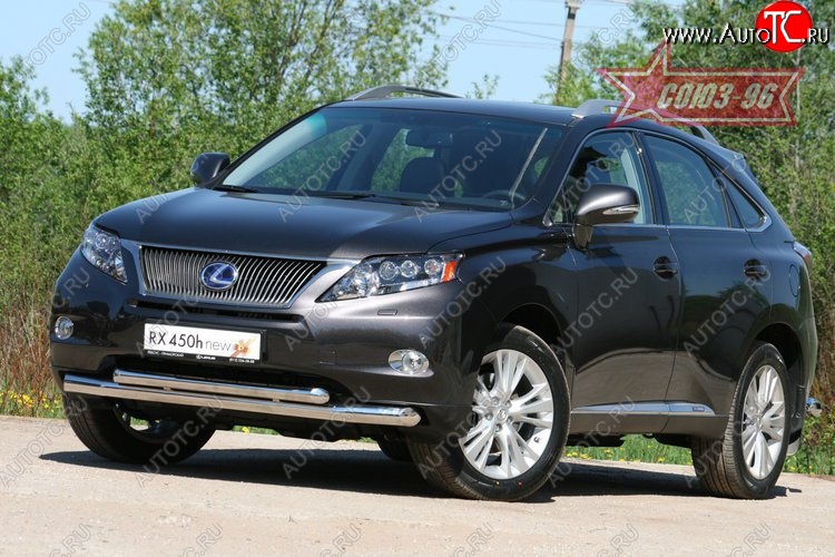 28 709 р. Защита переднего бампера двойная Souz-96 (d76/60) Lexus RX450H AL10 дорестайлинг (2009-2012)  с доставкой в г. Санкт‑Петербург