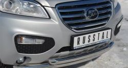 14 999 р. Защита переднего бампера (2 трубыØ63 мм, нержавейка) Russtal Lifan X60 дорестайлинг (2011-2015)  с доставкой в г. Санкт‑Петербург. Увеличить фотографию 2