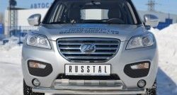 14 999 р. Защита переднего бампера (2 трубыØ63 мм, нержавейка) Russtal Lifan X60 дорестайлинг (2011-2015)  с доставкой в г. Санкт‑Петербург. Увеличить фотографию 1