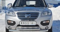 17 699 р. Двойная защита переднего бампера из труб диаметром 76 и 63 мм Russtal Lifan X60 дорестайлинг (2011-2015)  с доставкой в г. Санкт‑Петербург. Увеличить фотографию 1