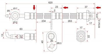 829 р. Тормозной шланг SAT (передний, левый, пр-во Таиланд) Toyota Isis XM10 дорестайлинг (2004-2007)  с доставкой в г. Санкт‑Петербург. Увеличить фотографию 1