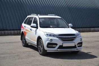 14 499 р. Защита переднего бампера двойная из труб d63/51 мм Petroil Tuning Lifan X60 2-ой рестайлинг (2016-2024) (Нержавеющая полированная сталь)  с доставкой в г. Санкт‑Петербург. Увеличить фотографию 1