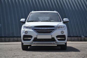 14 499 р. Защита переднего бампера двойная из труб d63/51 мм Petroil Tuning Lifan X60 2-ой рестайлинг (2016-2024) (Нержавеющая полированная сталь)  с доставкой в г. Санкт‑Петербург. Увеличить фотографию 3