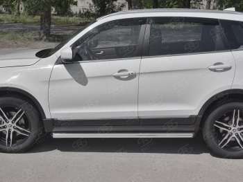 21 999 р. Защита порогов (Ø63 мм, нержавейка) SLITKOFF  Lifan X70 (2018-2024) (Металлические торцы под 45°)  с доставкой в г. Санкт‑Петербург. Увеличить фотографию 2