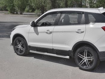 Защита порогов (Ø76 мм с проступью, нержавейка) SLITKOFF Lifan X70 (2018-2025)