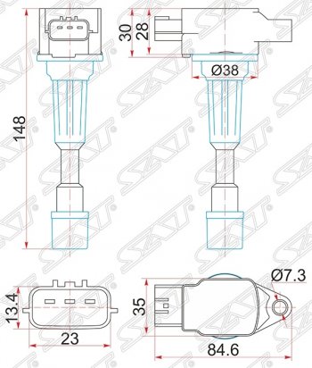 1 399 р. Катушка зажигания SAT  Mazda 2/Demio  DE - 3/Axela  BL  с доставкой в г. Санкт‑Петербург. Увеличить фотографию 1