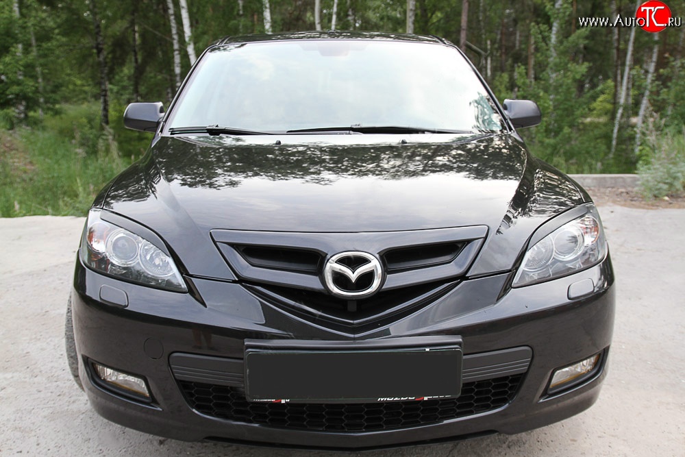 629 р. Реснички на фары RA V2  Mazda 3/Axela  BK (2003-2009) дорестайлинг, хэтчбэк, рестайлинг, хэтчбэк (Неокрашенные)  с доставкой в г. Санкт‑Петербург