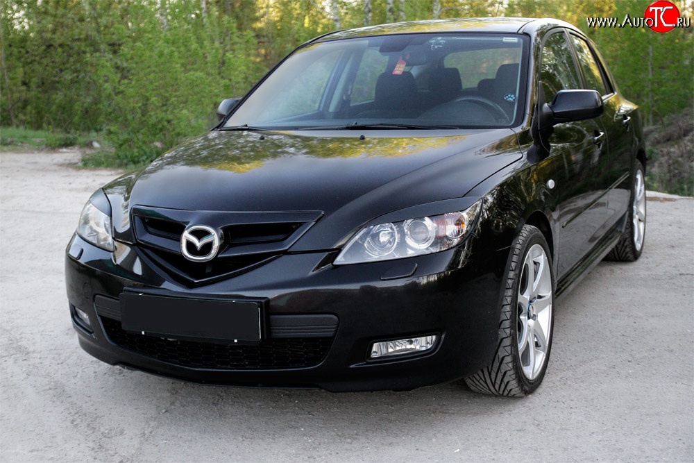 629 р. Реснички RA на фары  Mazda 3/Axela  BK (2006-2009) рестайлинг, хэтчбэк (Неокрашенные)  с доставкой в г. Санкт‑Петербург