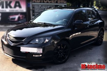 689 р. Реснички на фары Style v2 (длинные) Mazda 3/Axela BK рестайлинг, хэтчбэк (2006-2009) (Неокрашенные)  с доставкой в г. Санкт‑Петербург. Увеличить фотографию 2