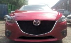 1 469 р. Нижняя сетка на бампер Russtal (черная)  Mazda 3/Axela  BM (2013-2016) дорестайлинг седан, дорестайлинг, хэтчбэк  с доставкой в г. Санкт‑Петербург. Увеличить фотографию 2