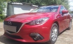 1 469 р. Нижняя сетка на бампер Russtal (черная)  Mazda 3/Axela  BM (2013-2016) дорестайлинг седан, дорестайлинг, хэтчбэк  с доставкой в г. Санкт‑Петербург. Увеличить фотографию 1