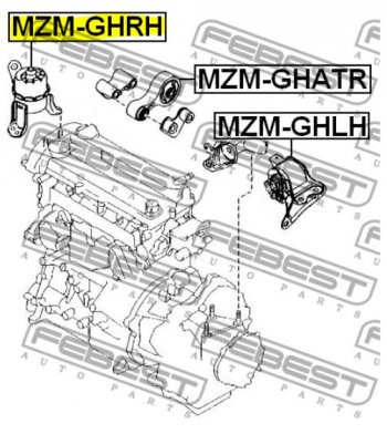 5 199 р. Правая подушка двигателя Febest (гидравлическая) Mazda 6 GH рестайлинг лифтбэк (2010-2012)  с доставкой в г. Санкт‑Петербург. Увеличить фотографию 4