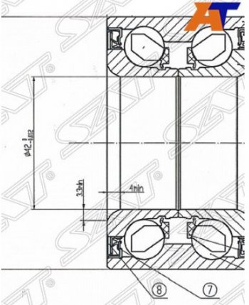 Подшипник передней ступицы SAT (с ABS) Mazda 3/Axela BL дорестайлинг седан (2009-2011)