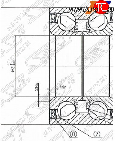 1 739 р. Подшипник передней ступицы SAT (с ABS)  Mazda 3/Axela (BK,  BL), 6 (GH)  с доставкой в г. Санкт‑Петербург