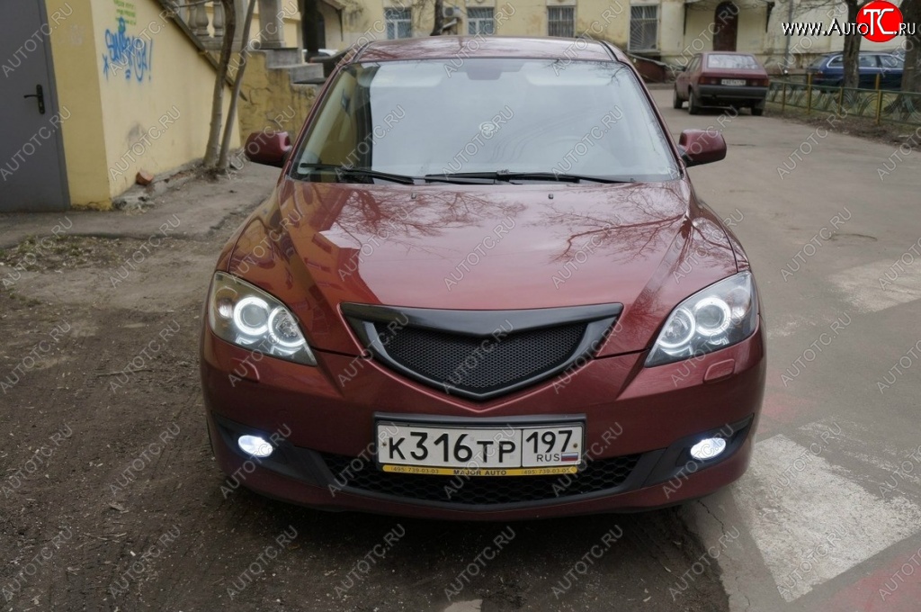 2 599 р. Решётка радиатора Style v4 (сетка) Mazda 3/Axela BK дорестайлинг, хэтчбэк (2003-2006) (Неокрашенная)  с доставкой в г. Санкт‑Петербург